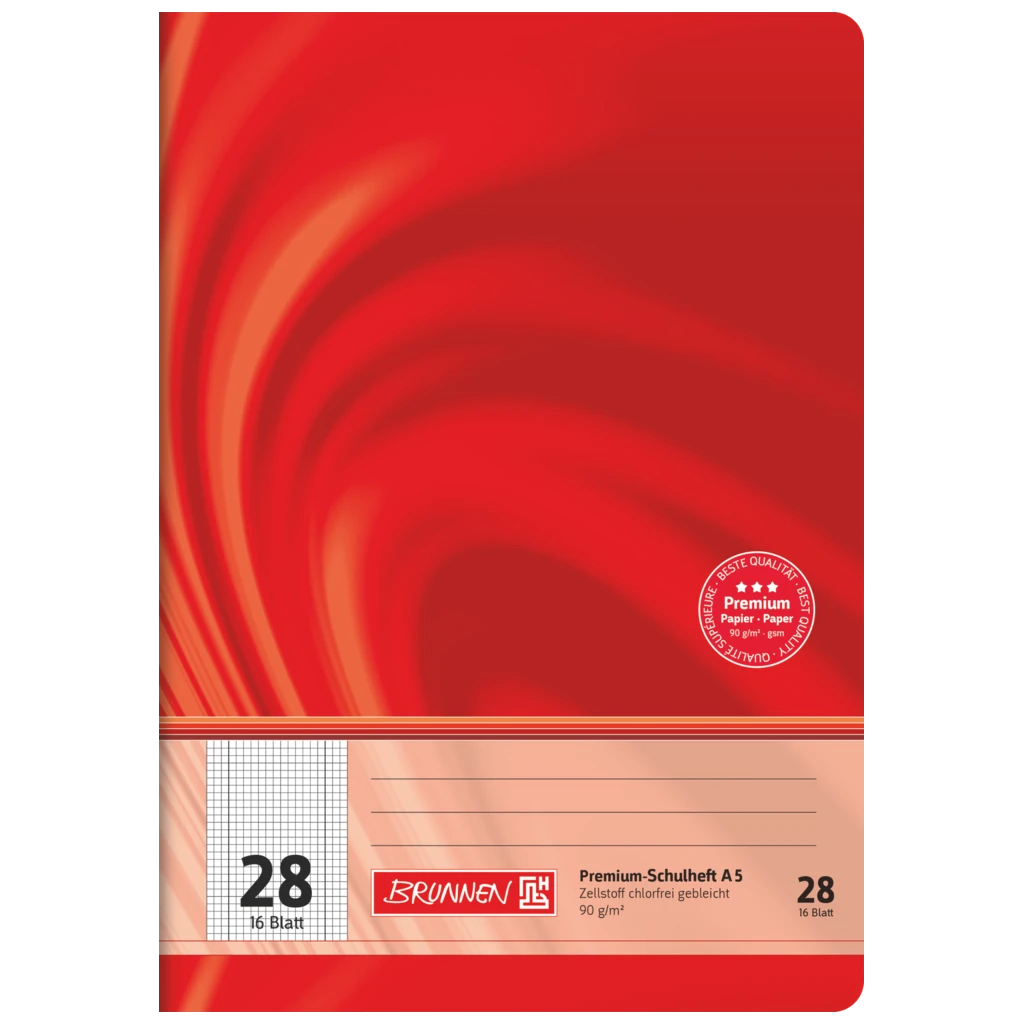Schulheft Premium Vivendi | A5, Lineatur 28, 16 Blatt, rot