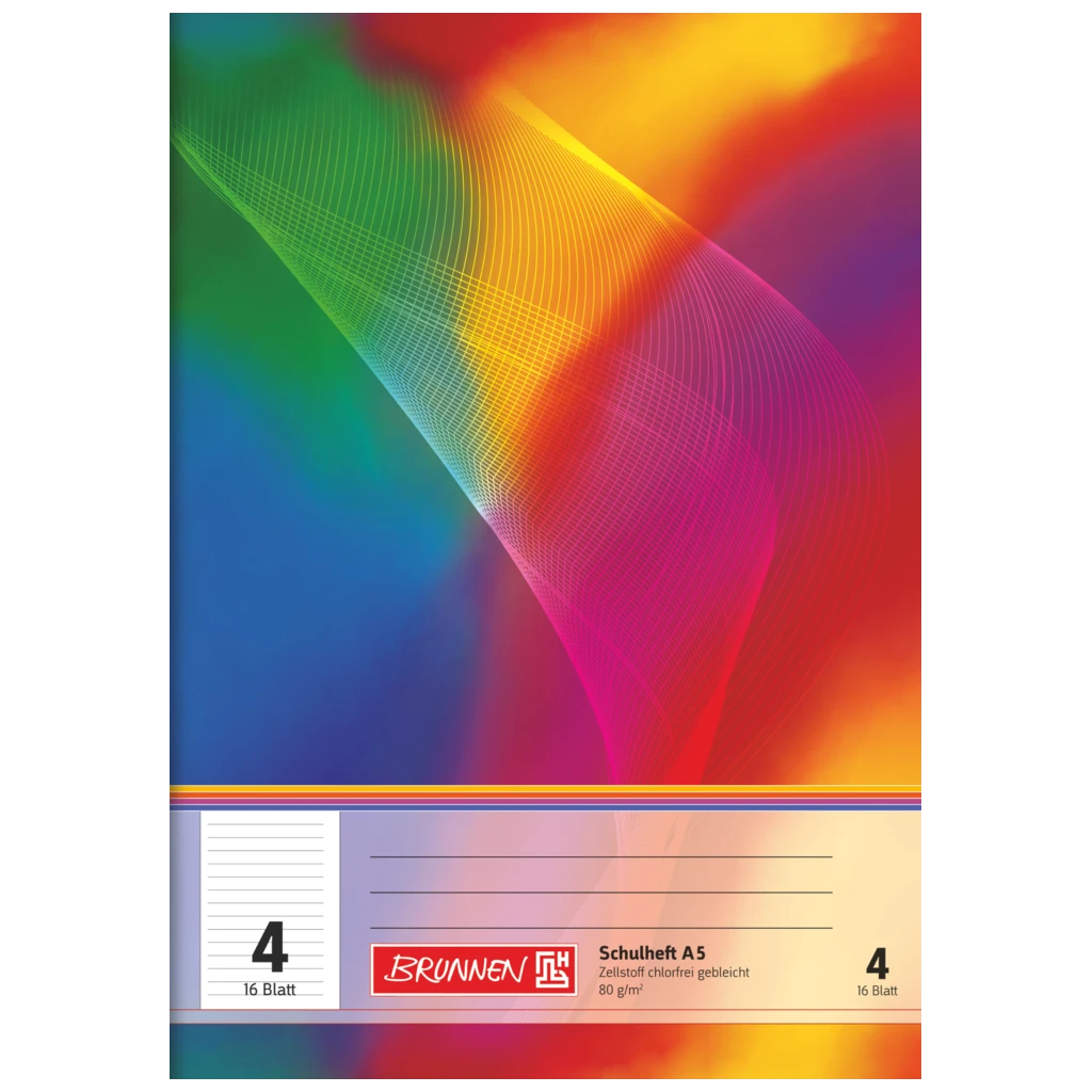 Schulheft | A5, Lineatur 4, 16 Blatt, mehrfarbig