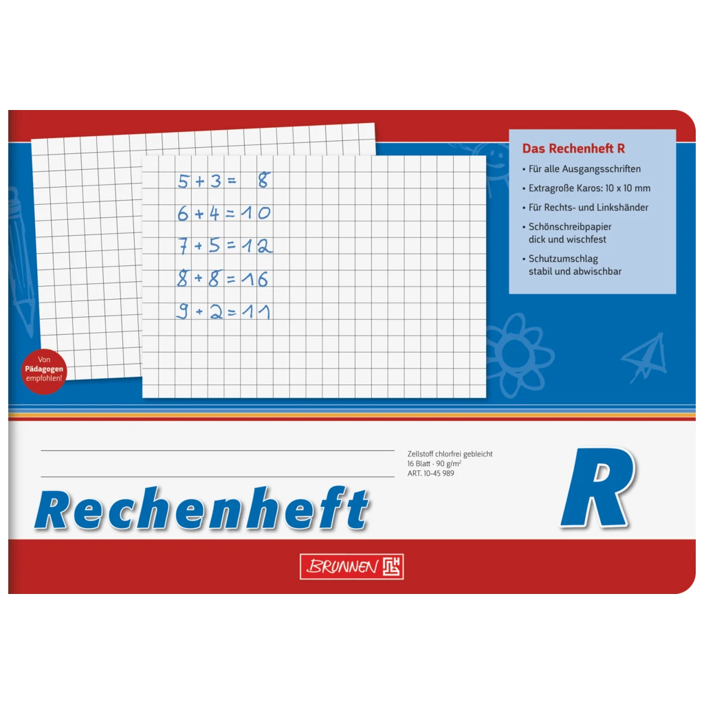 Rechenheft | A5 quer, Lineatur R, 16 Blatt, blau