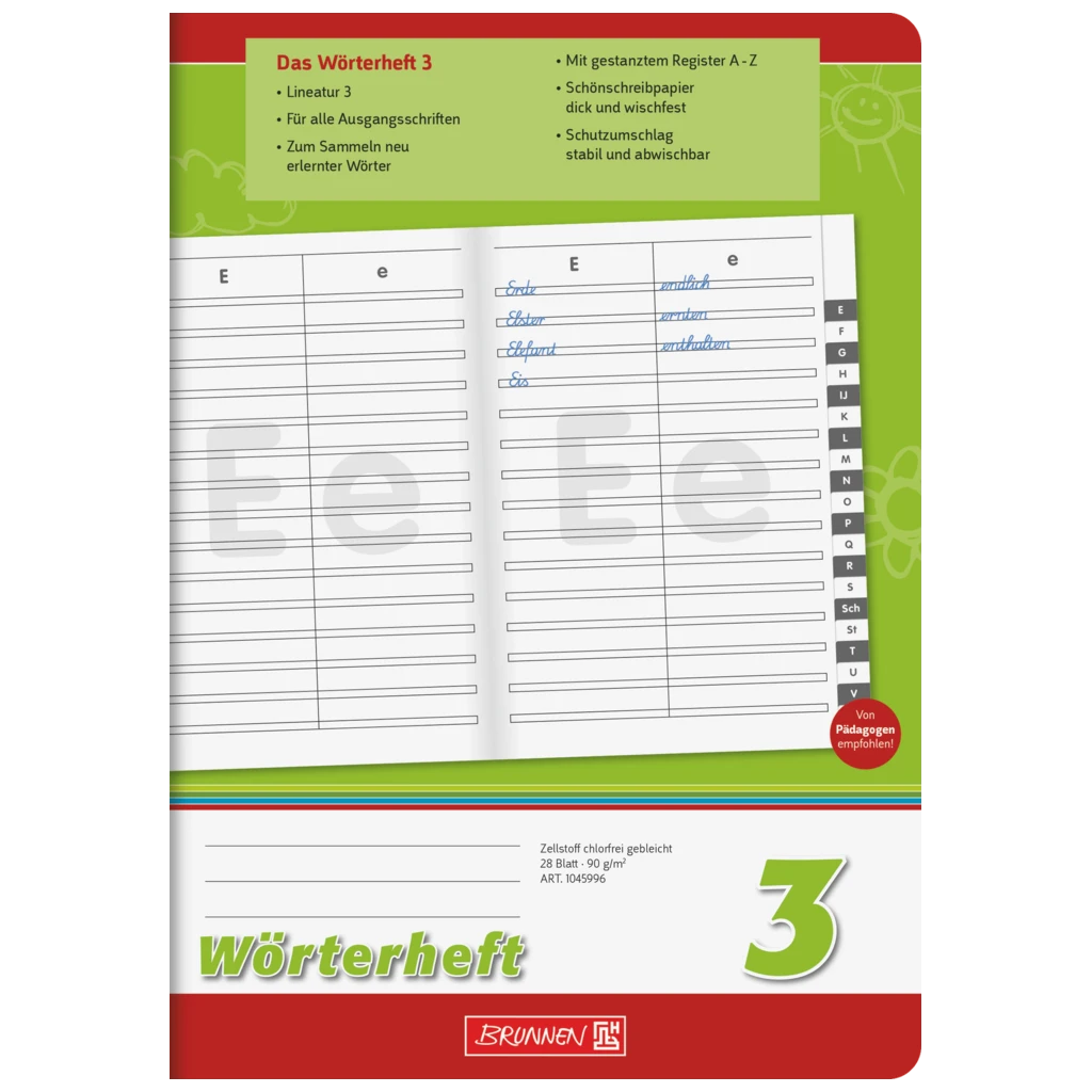 Wörterheft | A5, Lineatur 3, 28 Blatt, grün