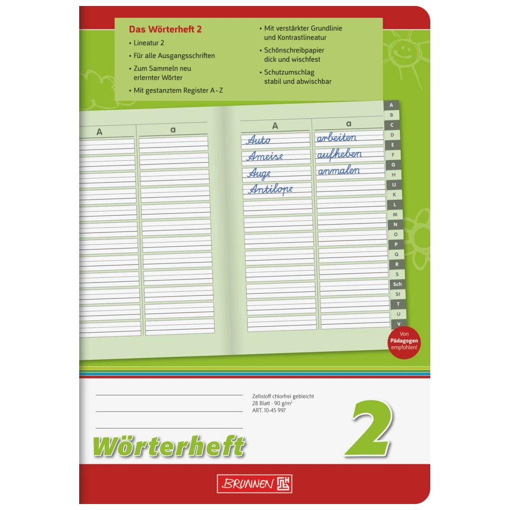 Wörterheft | A5, Lineatur 2, 28 Blatt, grün