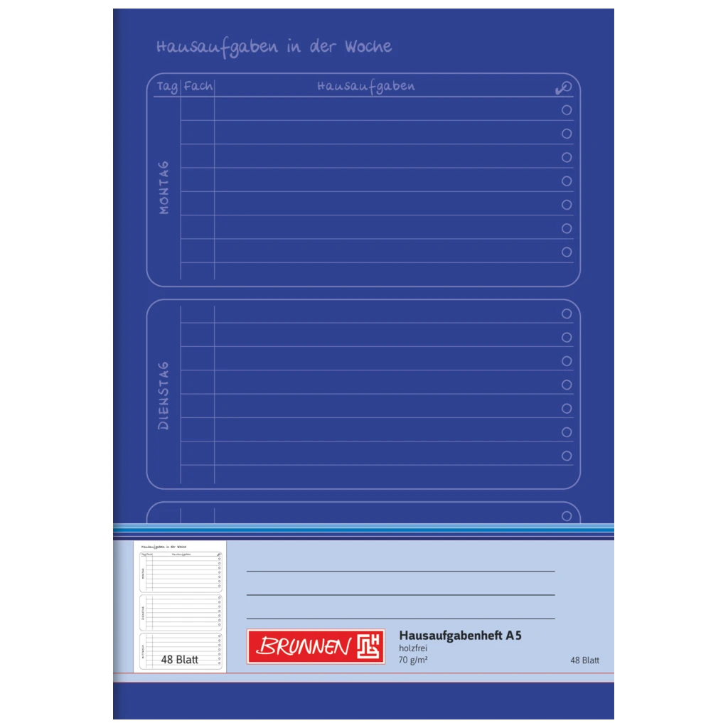 Hausaufgabenheft | A5, 48 Blatt, blau