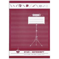 Star-Notenheft | A4, Notenlineatur, 8 Blatt, bordeaux