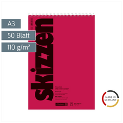 Skizzenblock | A3, 50 Blatt, rot