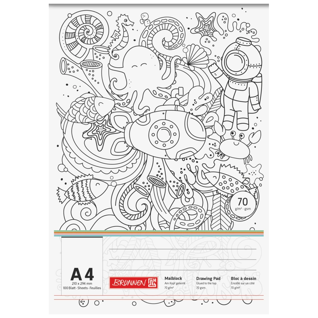 Malblock „Submarine“ ZENart | A4, 100 Blatt, weiß/schwarz