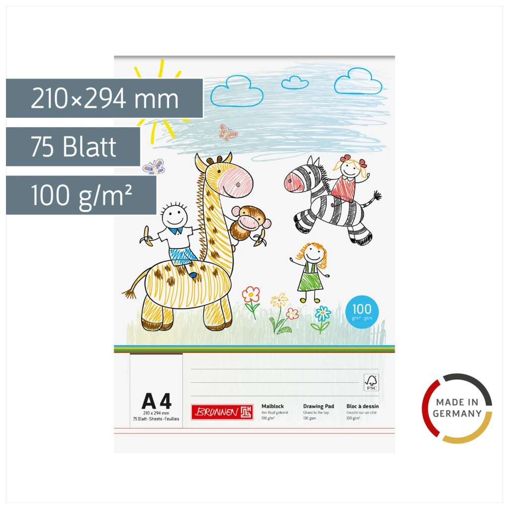 Malblock | A4, 75 Blatt, mehrfarbig