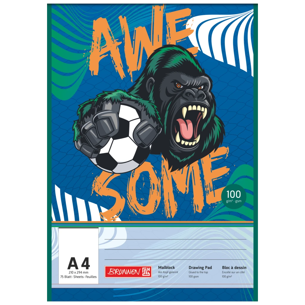 Malblock Sporty Animals | A4, 75 Blatt, blau/mehrfarbig