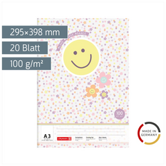 Zeichenblock Happy Hippie | A3, 20 Blatt, mehrfarbig, pastell