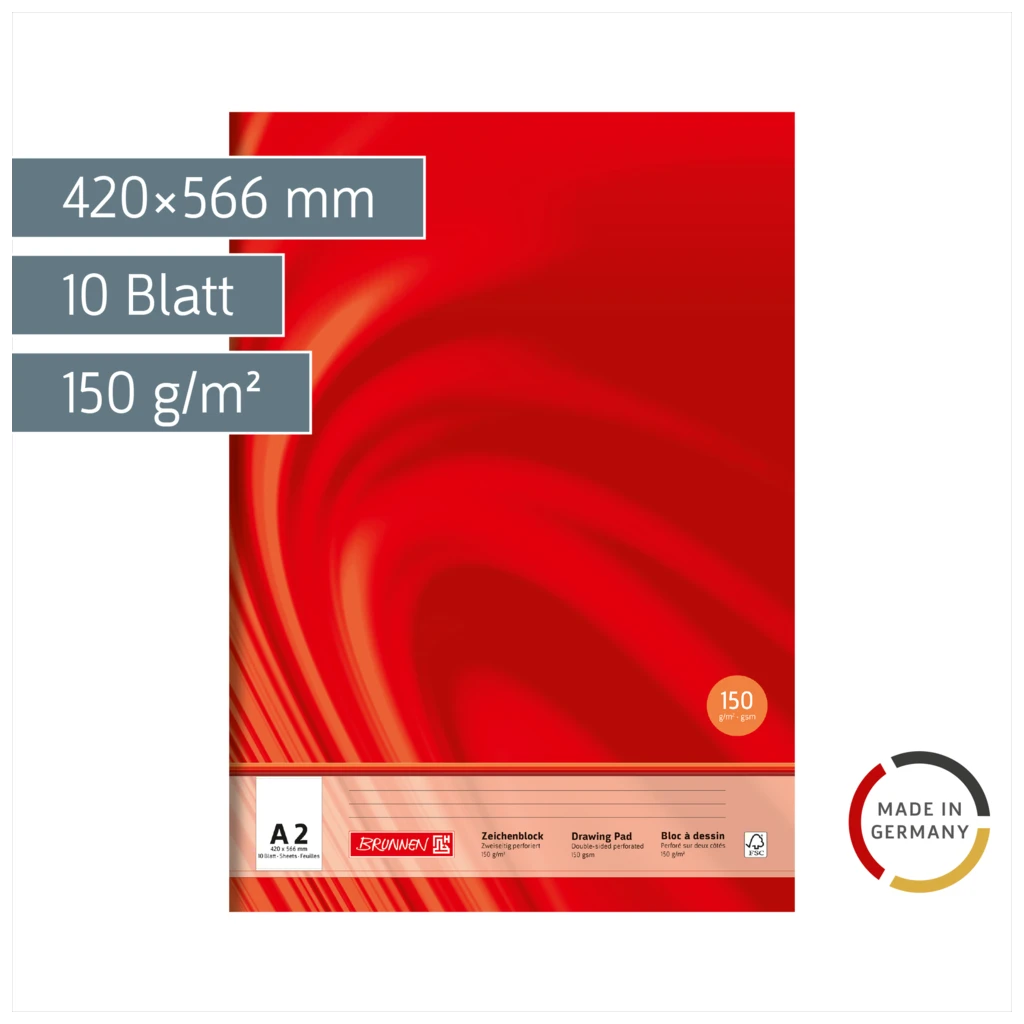 Zeichenblock Vivendi | A2, 10 Blatt, rot