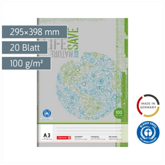 Zeichenblock Recycling | A3, 20 Blatt, grau