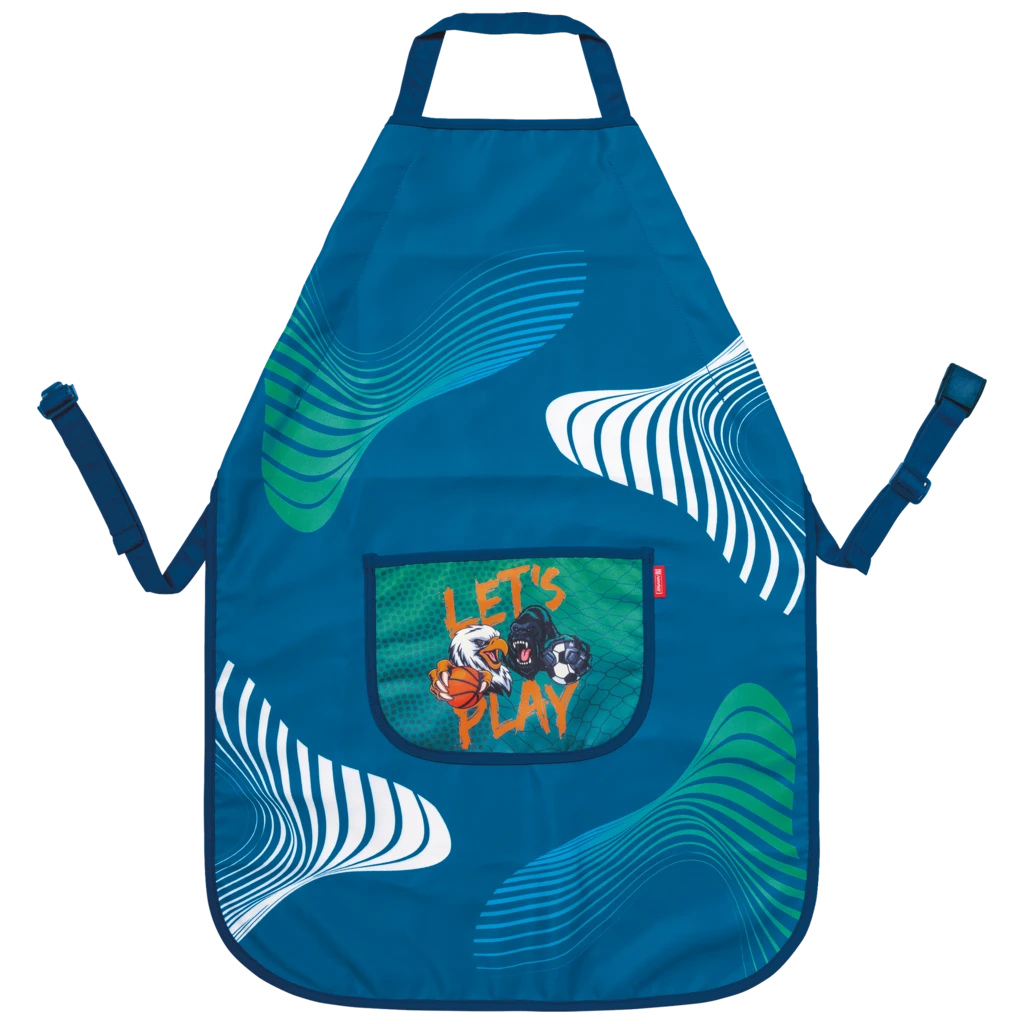 Kinderschürze Sporty Animals | blau/mehrfarbig
