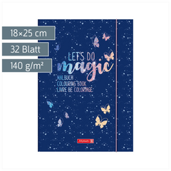 Ausmalheft Magic Butterfly | 32 Blatt, rosarot/lila