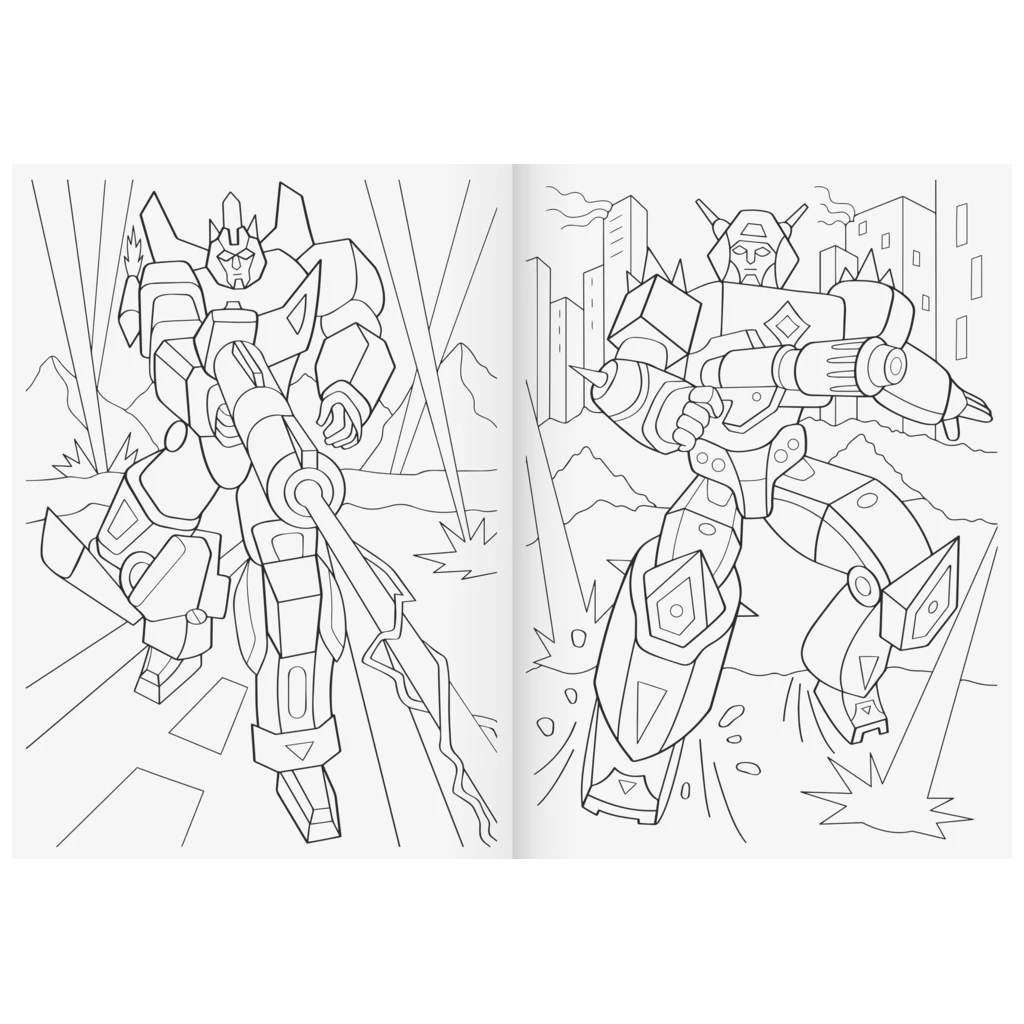 Ausmalheft Robot Heroes | 32 Blatt, dunkelblau/lila