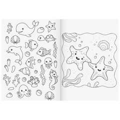 Ausmalheft Sunny Ocean | 32 Blatt, mehrfarbig, pastell