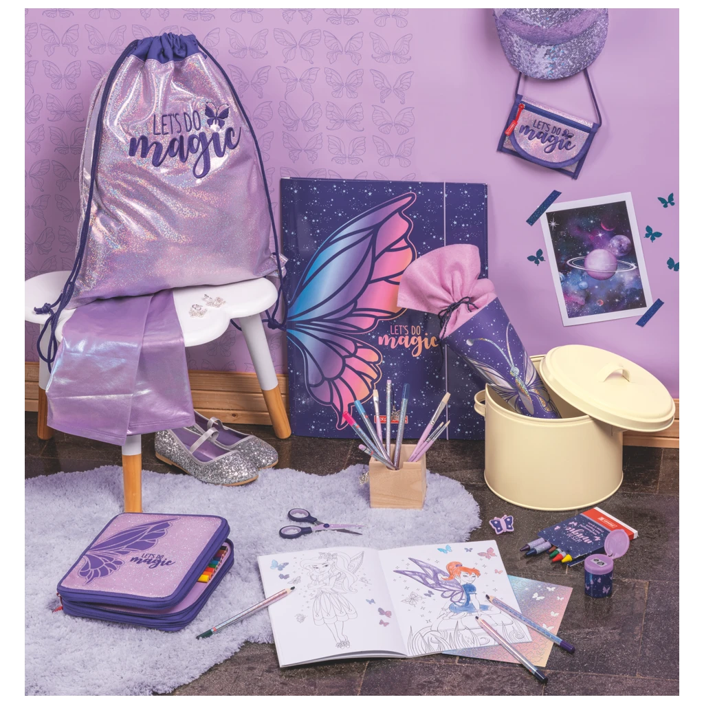 Wachsmalstifte-Set Magic Butterfly | rosarot/lila, 8 Stück