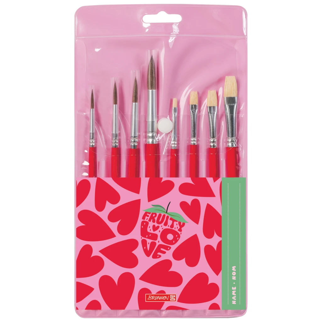 Schulpinsel-Set Fruity Love | rot, 8 Pinsel