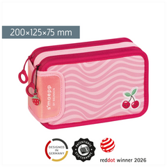 Federmäppchen s'maepp Fruity Love | 3 Reißverschlüsse, rosa/rot