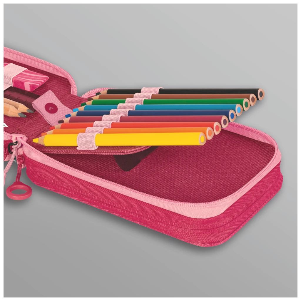 Federmäppchen s'maepp Fruity Love | 3 Reißverschlüsse, rosa/rot