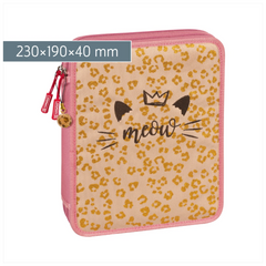 Federmäppchen XXL Sweet Wild Cat | 2 Reißverschlüsse, rosa