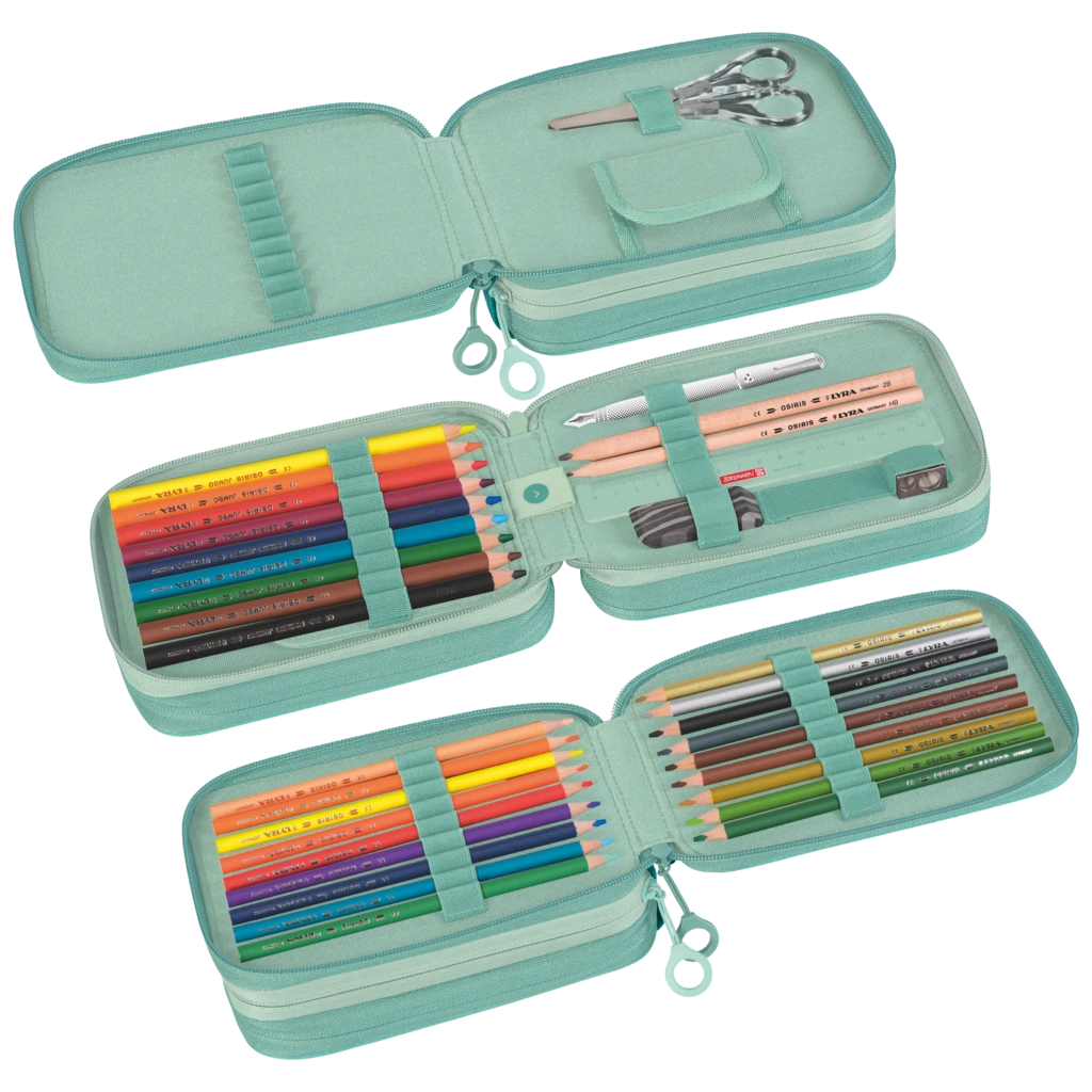 Federmäppchen s'maepp Colour Code | 3 Reißverschlüsse, mint