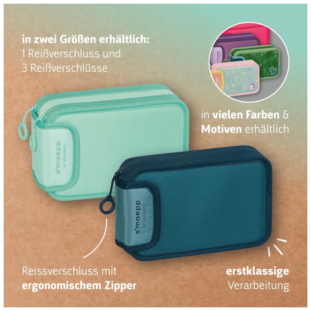 Federmäppchen s'maepp | 3 Reißverschlüsse, lila