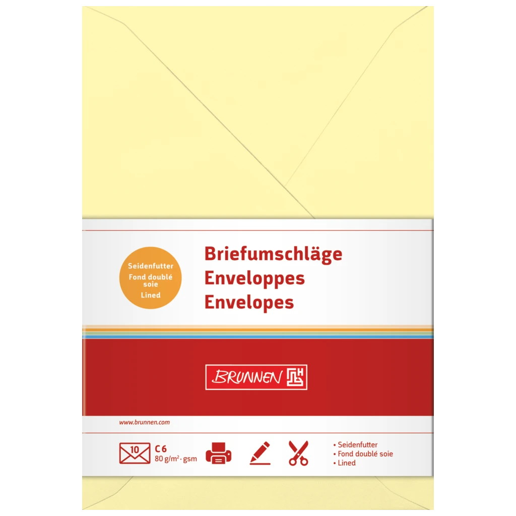 Briefumschläge Universalpapier | C6, 80 g/m², hellgelb, 10 Stück