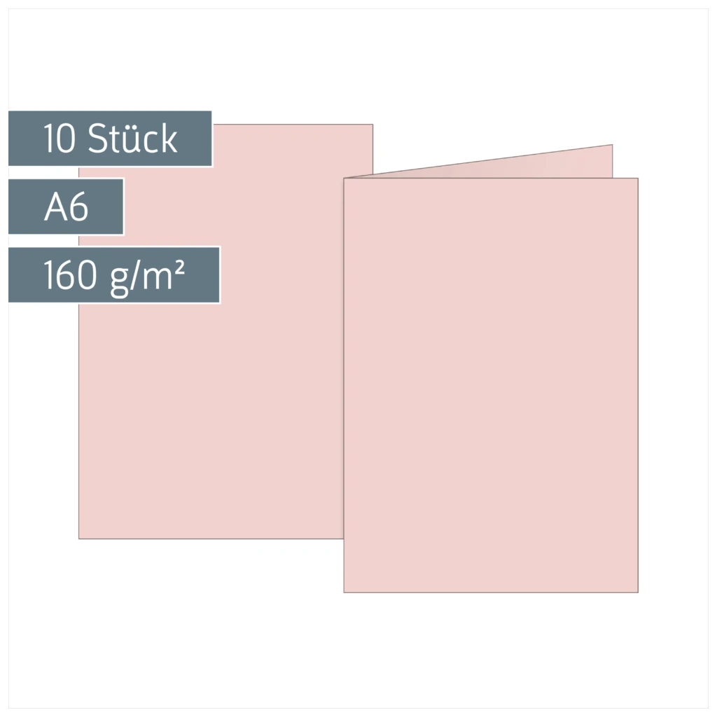 Klappkarten Universalpapier | A6, 105×150 mm, 160 g/m², rosé, 10 Stück
