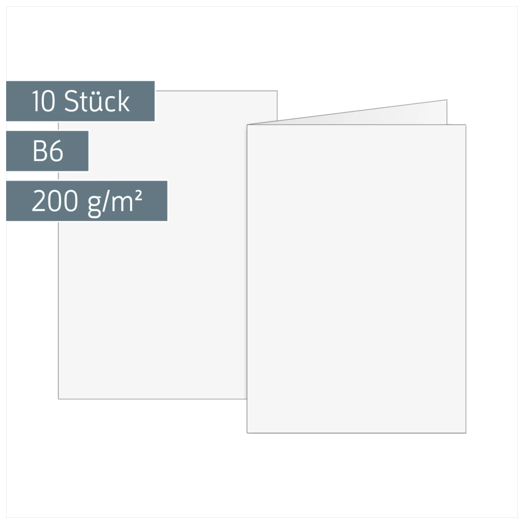 Klappkarten Universalpapier | B6, 225 g/m², weiß, 10 Stück