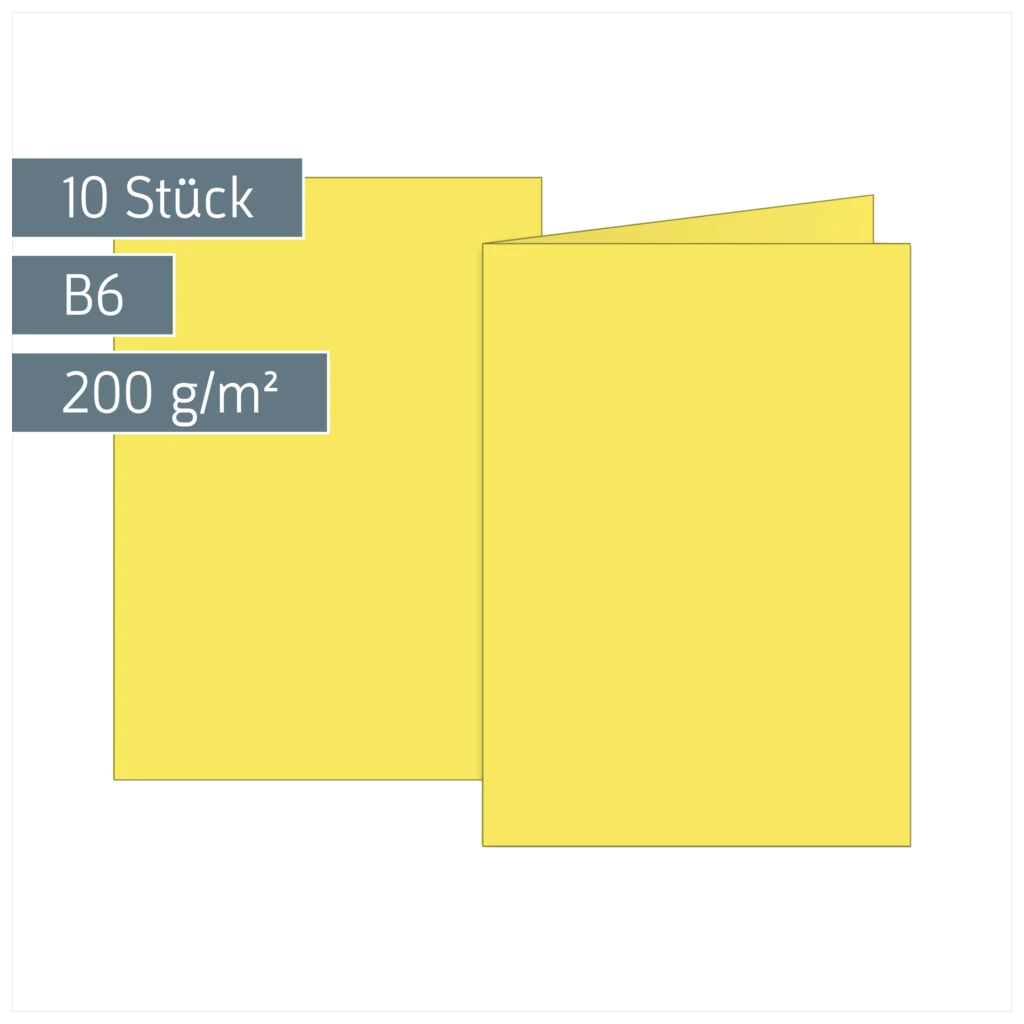 Klappkarten Universalpapier | B6, 225 g/m², gelb, 10 Stück