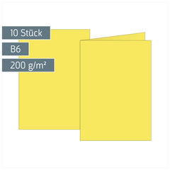 Klappkarten Universalpapier | B6, 200 g/m², gelb, 10 Stück