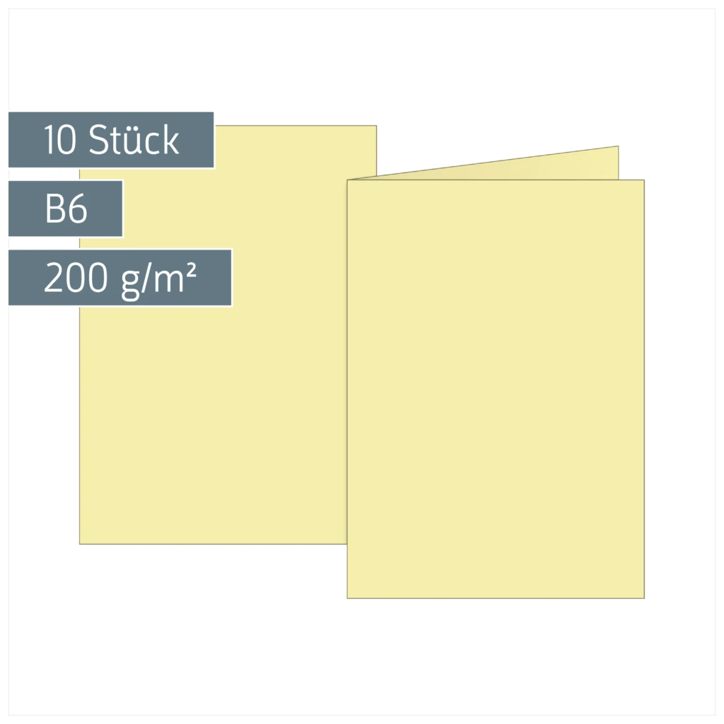 Klappkarten Universalpapier | B6, 225 g/m², hellgelb, 10 Stück