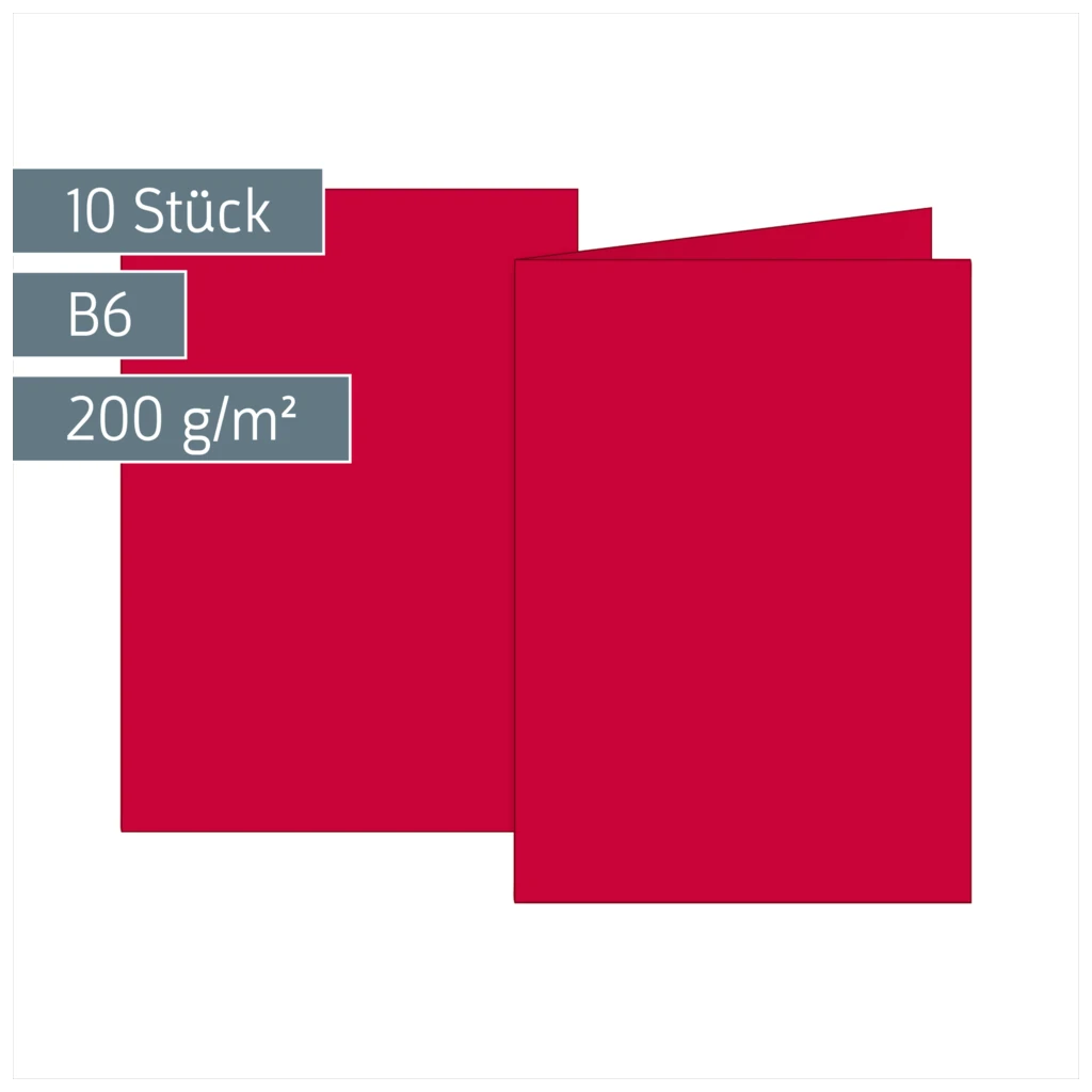 Klappkarten Universalpapier | B6, 225 g/m², mittelrot, 10 Stück