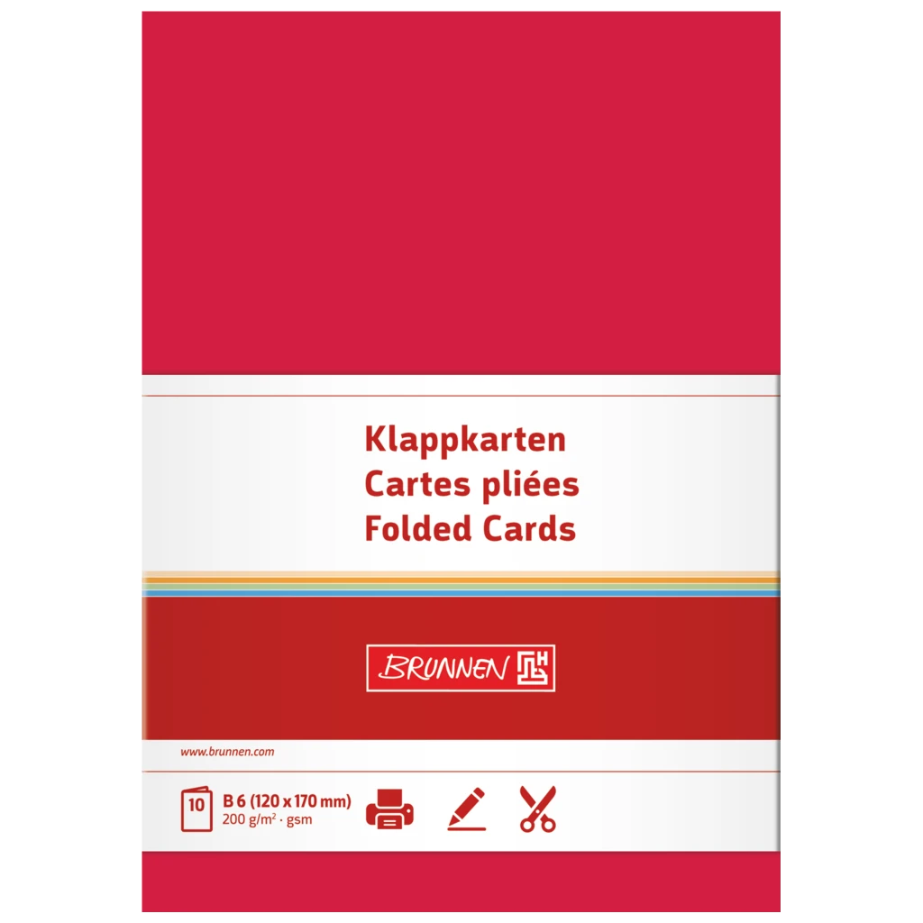 Klappkarten Universalpapier | B6, 225 g/m², mittelrot, 10 Stück