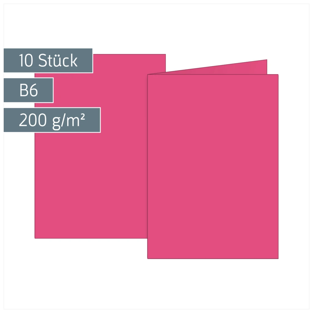 Klappkarten Universalpapier | B6, 225 g/m², fuchsia, 10 Stück