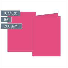 Klappkarten Universalpapier | B6, 225 g/m², fuchsia, 10 Stück