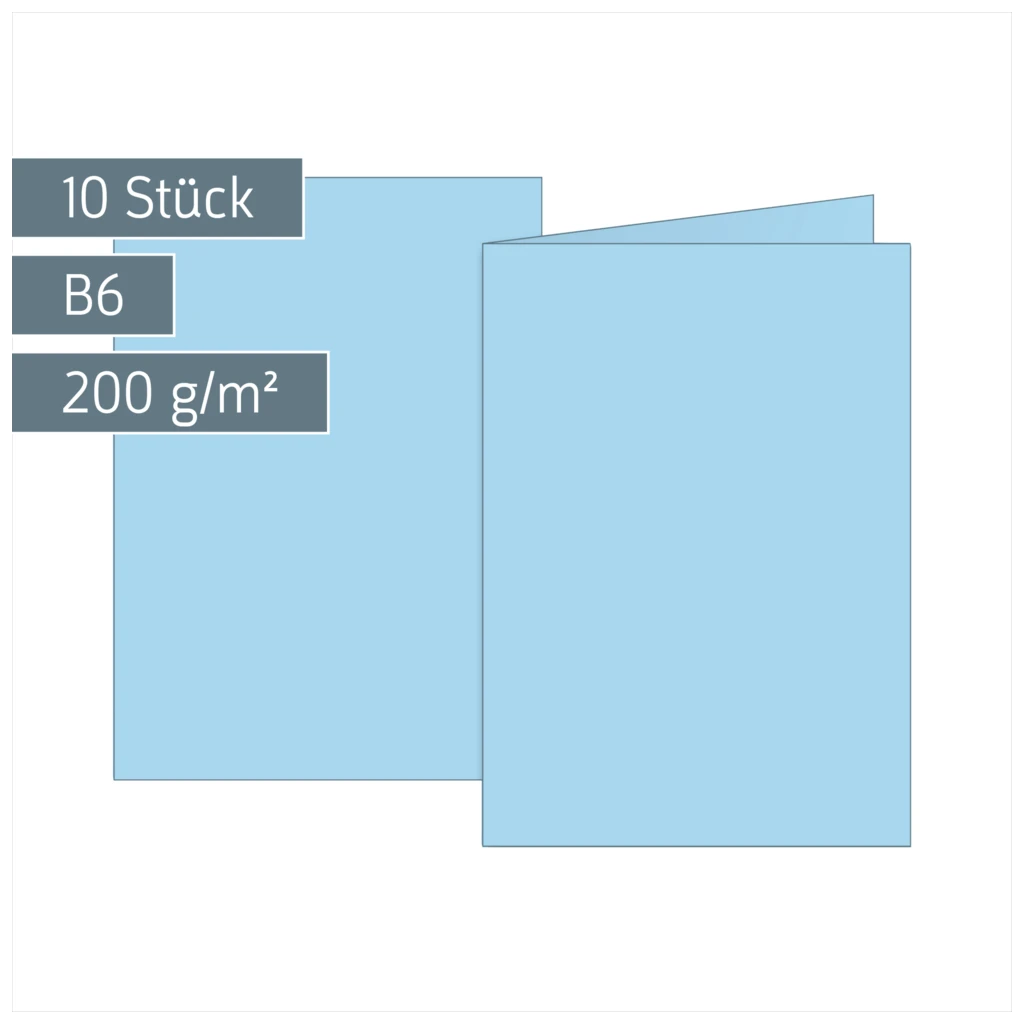 Klappkarten Universalpapier | B6, 225 g/m², hellblau, 10 Stück