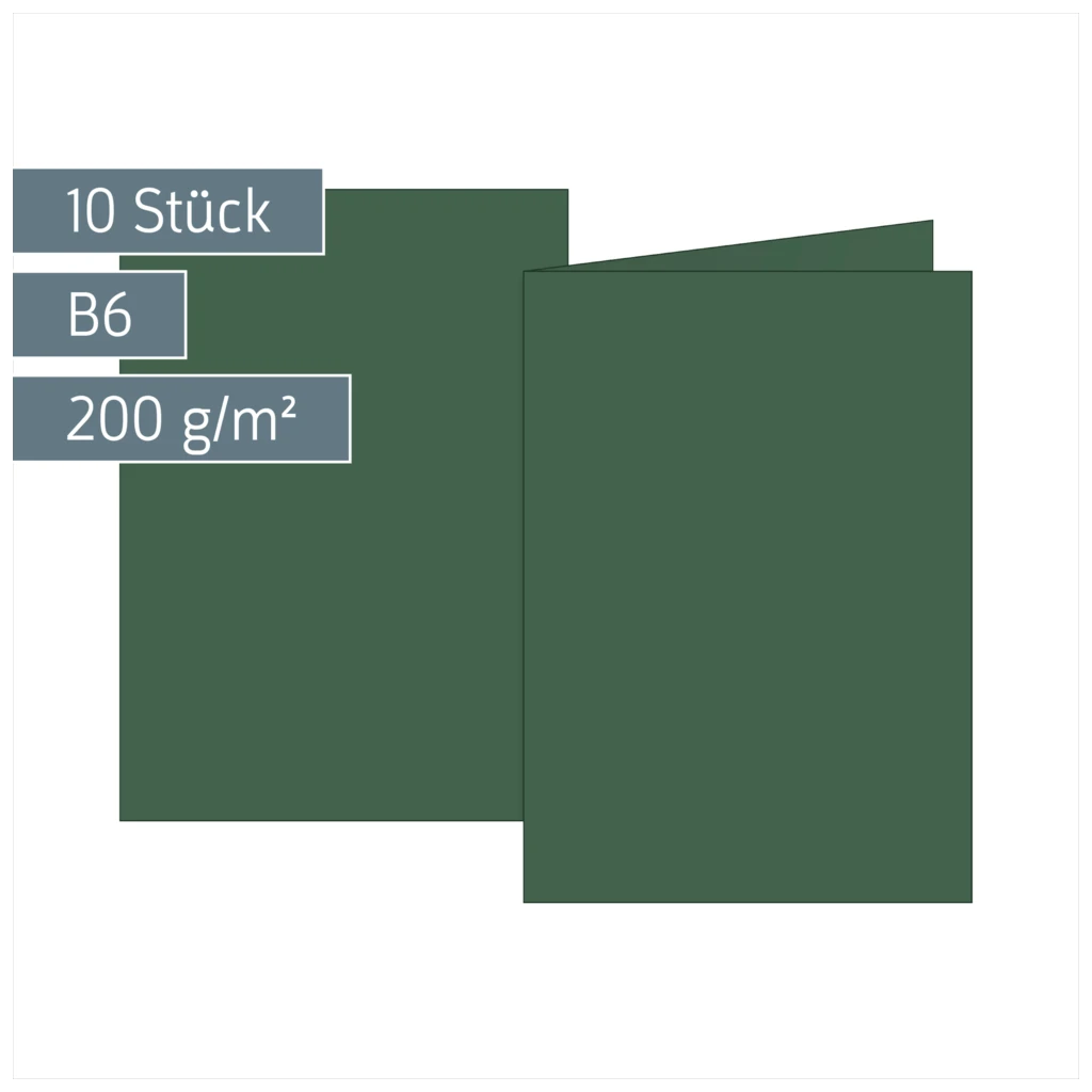 Klappkarten Universalpapier | B6, 225 g/m², moosgrün, 10 Stück