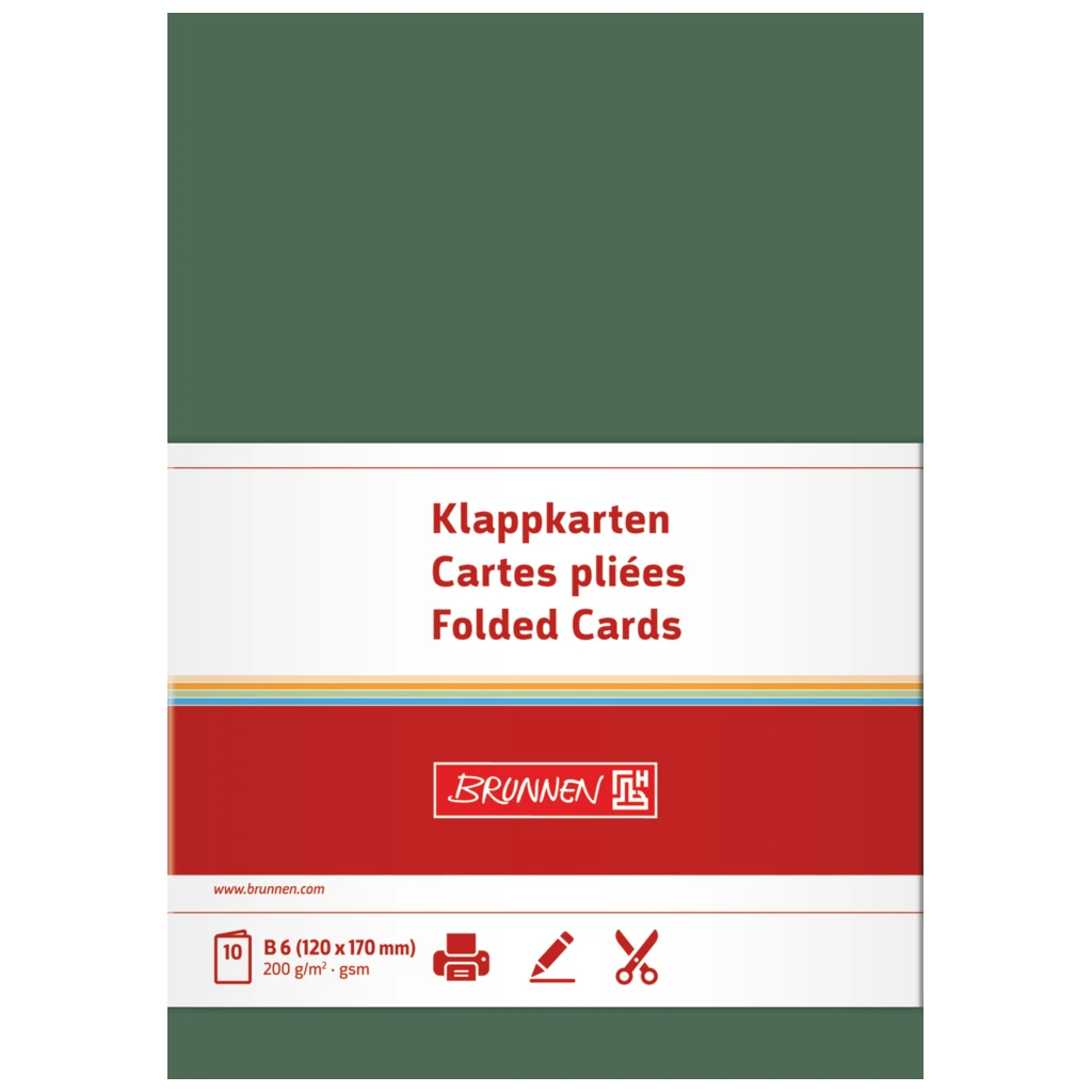 Klappkarten Universalpapier | B6, 225 g/m², moosgrün, 10 Stück