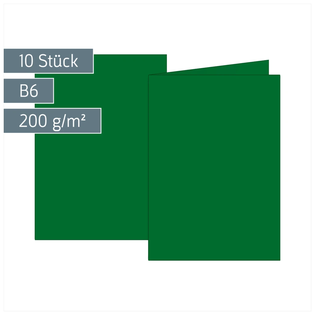 Klappkarten Universalpapier | B6, 225 g/m², dunkelgrün, 10 Stück