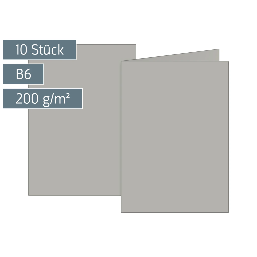 Klappkarten Universalpapier | B6, 225 g/m², grau, 10 Stück