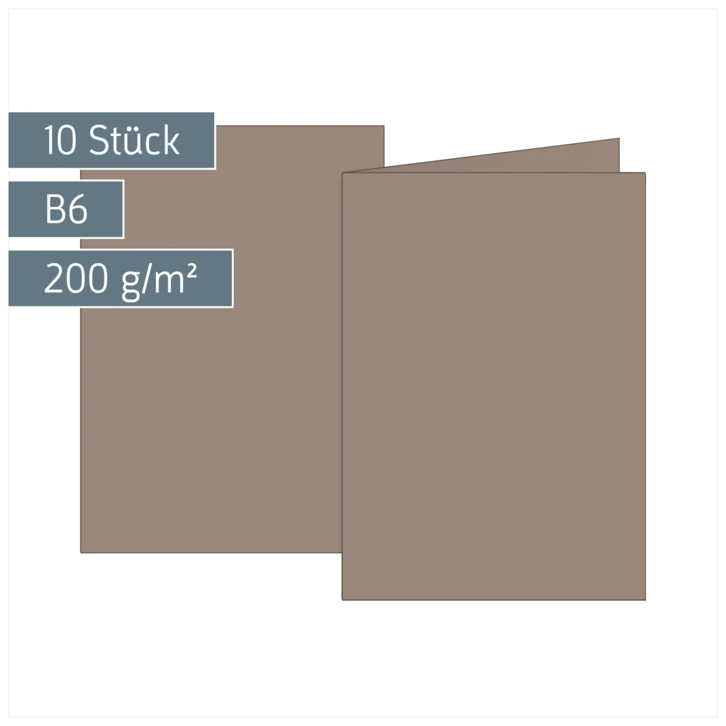 Klappkarten Universalpapier | B6, 225 g/m², taupe, 10 Stück