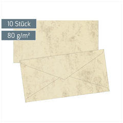 Briefumschläge Universalpapier Marmor | DIN lang, 80 g/m², chamois, 10 Stück