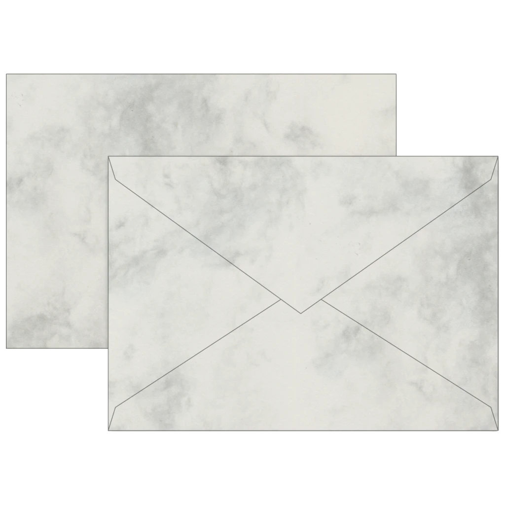 Briefumschläge Universalpapier Marmor | C6, 80 g/m², grau, 10 Stück