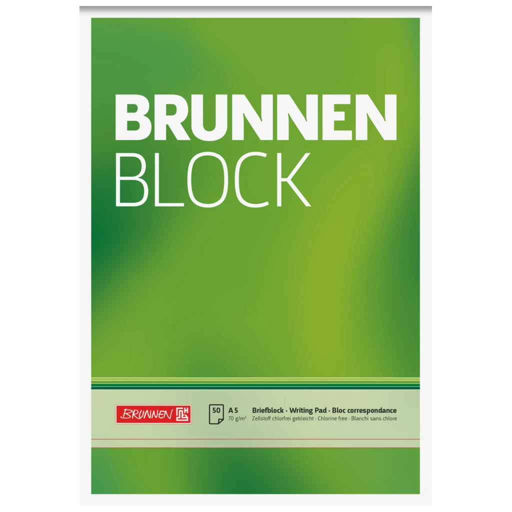Briefblock „BRUNNEN Block“ | A5, Lineatur 6, 50 Blatt, grün