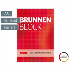 Briefblock „BRUNNEN Block“ | A5, Lineatur 5, 50 Blatt, rot
