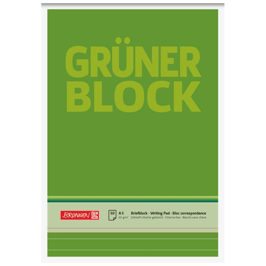 Briefblock „Grüner Block“ | A5, liniert, 50 Blatt, grün