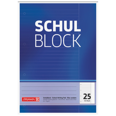 Schulblock gelocht | A4, Lineatur 25, 50 Blatt, blau