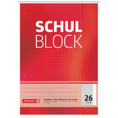 Schulblock gelocht | A4, Lineatur 26, 50 Blatt, rot
