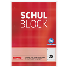Schulblock Recycling gelocht | A4, Lineatur 28, 50 Blatt, rot