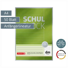 Schulblock Premium | A4, Lineatur dm, 50 Blatt, grün
